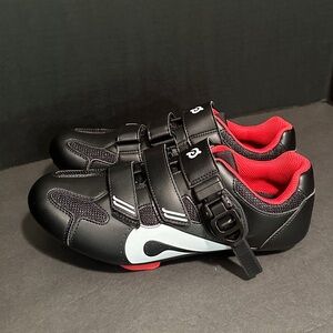 Peloton Bike Cycling Shoes Black Red With Cleats Size 41